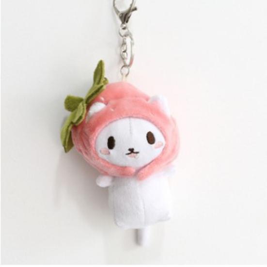 Кошка с рыбой/клубникой, чехол на голову, игрушка, подвеска, сумка, брелок, декор