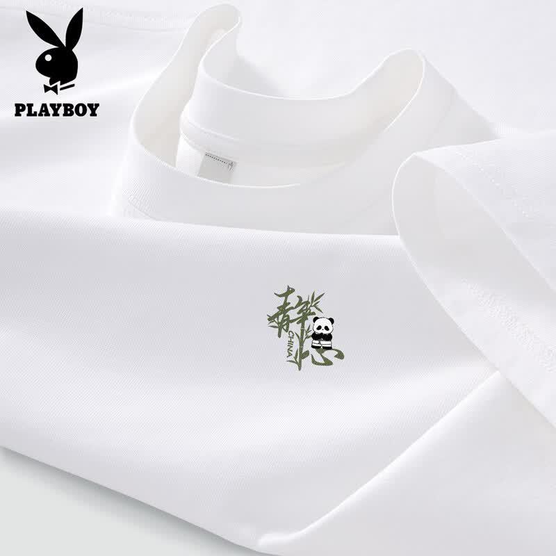 PLAYBOY Мужская повседневная свободная футболка из 100% хлопка 2026