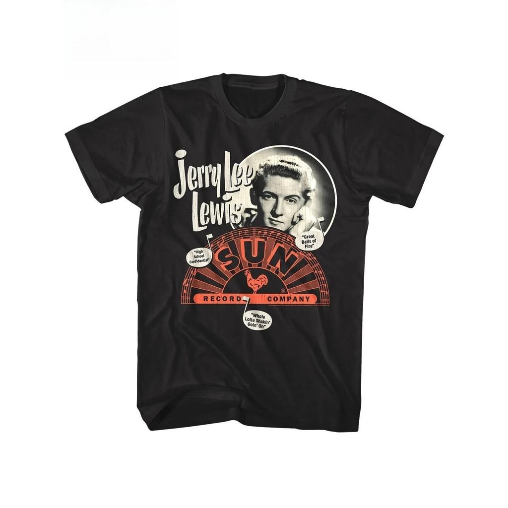Джерри Ли Льюис Sun Records Ретро Рок Футболка 1950-е Музыкальный Идол Ретро Стиль - Черный Обязательно для Поклонников Классического Рока