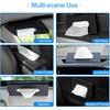 Car Tissue Holder, Upgraded Version Hanging Tissue Holder In Car, Premium PU Leather Car Napkin Holder For Universal Auto, Easy Use (Black)
