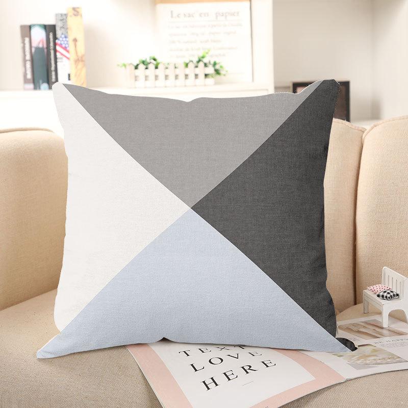 Simple Geometric Linen Pillowcase Plain Color Office Waist Decorative Backrest Cushion Design
