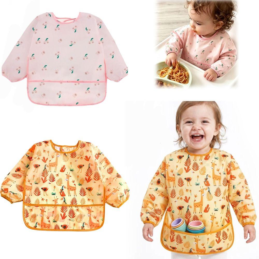 Adjustable Neckline Baby Bibs Waterproof Kids Art Smock New Toddler Painting Apron Baby Feeding