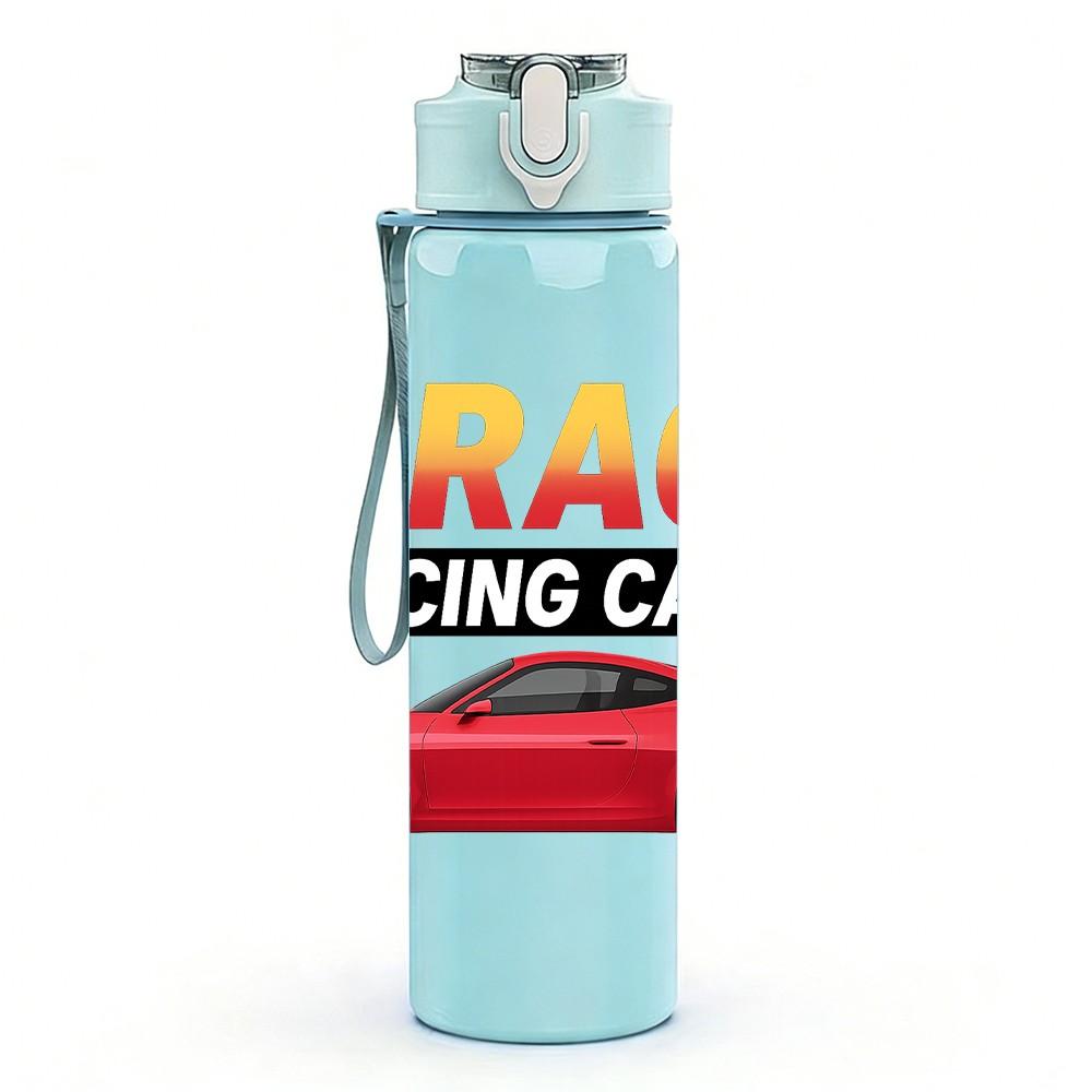 1PC Drag Racing Sport Car 750ml Color Plastic Sports Water Bottle Leakproof Flip Straw Lid Suitable for Sports Office Home Use