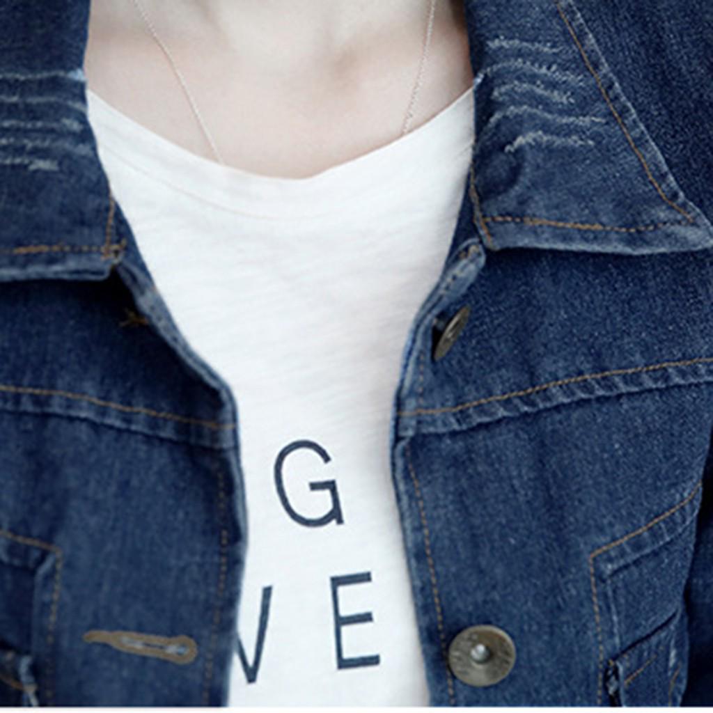 Plus Size Fashion Lapel Women Casual Denim Buttons Vintage Jeans Jacket Cardigan