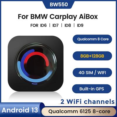 Беспроводной адаптер Carplay Ai TV Box для обновления системы Android для BMW ID6 ID7 ID8 ID9 8+128G Qualcomm 6125 8-ядерный мультимедийный проигрыватель