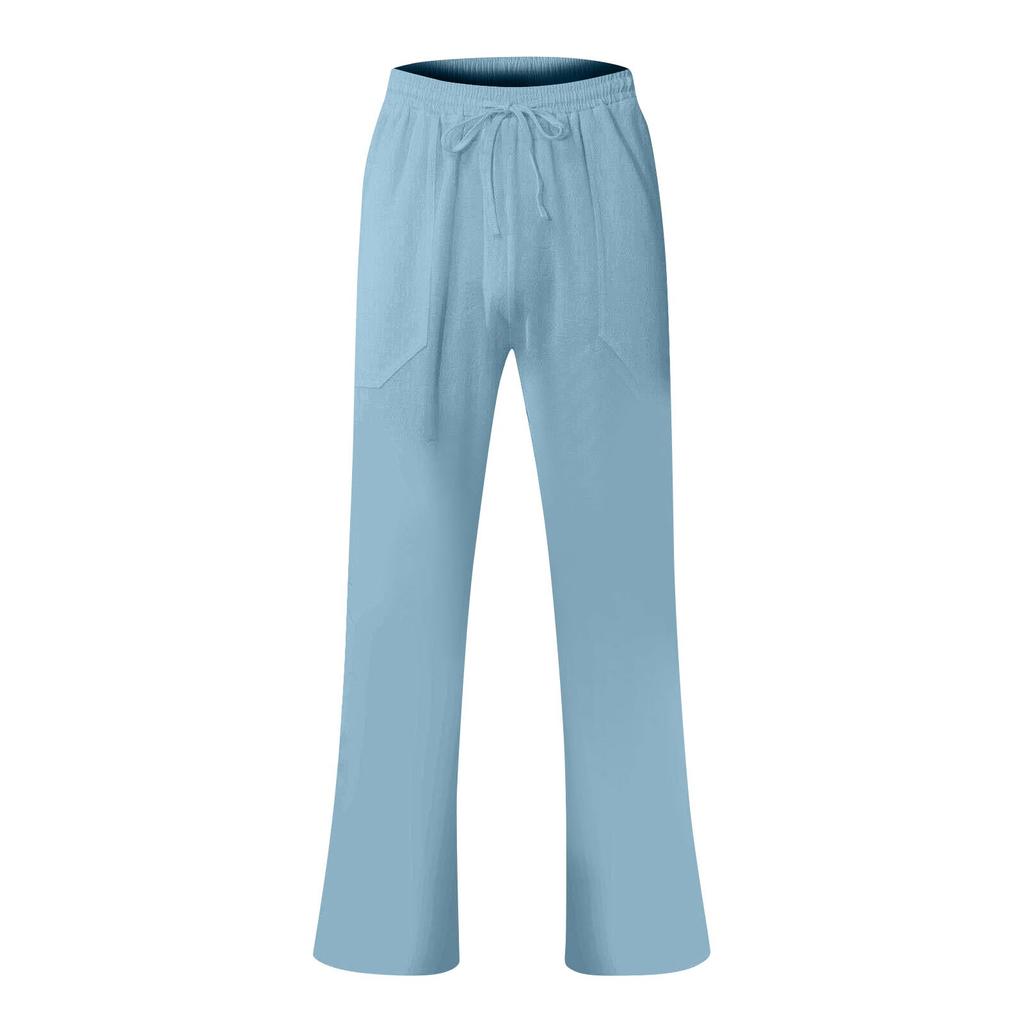 Повседневные пляжные брюки из искусственного льна для мужских свободных повседневных брюк и длинных брюк