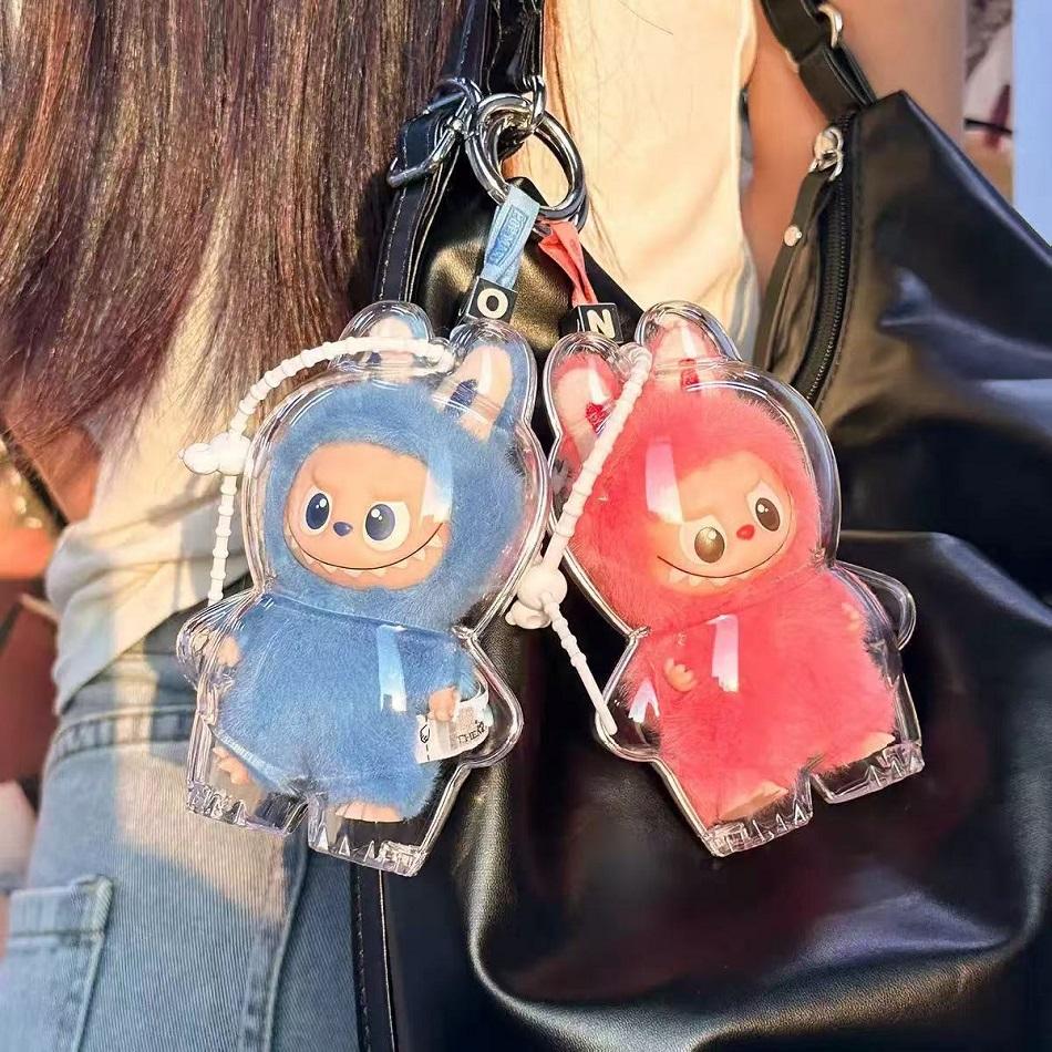 Transparent Protective Case for Labubu 4.0 Pin for Love Series Plush Doll Dust Cover Storage Box for LABUBU Doll Accessories