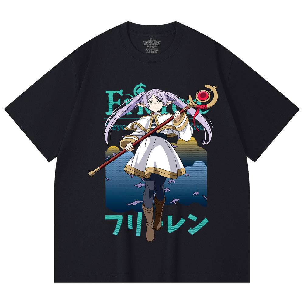 230 Gsm 100% Cotton Frieren V4 Print Unisex Heavy Cotton T Shirt