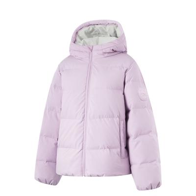 Li Ning Sports Lifestyle Series Короткая куртка с капюшоном и длинным рукавом с буквенным принтом на молнии Женская верхняя одежда Twilight-Purple AYMU040-5