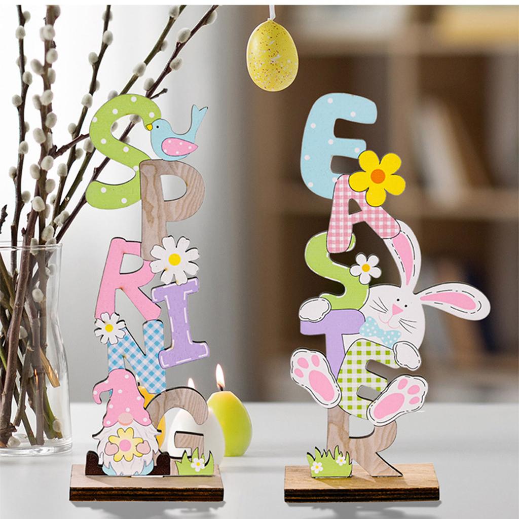 Easter Decorations Easter Wood Printing Ornaments Easter Atmosphere Layout