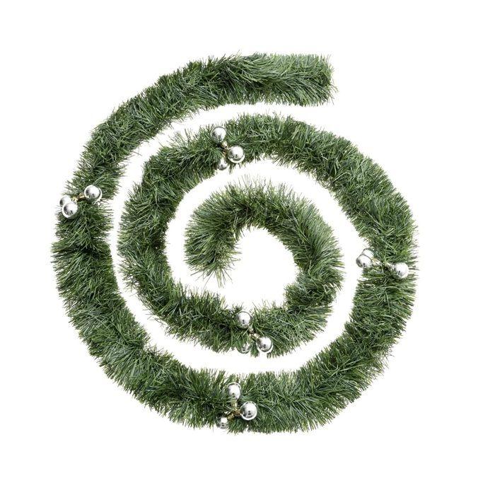 Guirlande de Noel 6 plis + boules argent 270 cm