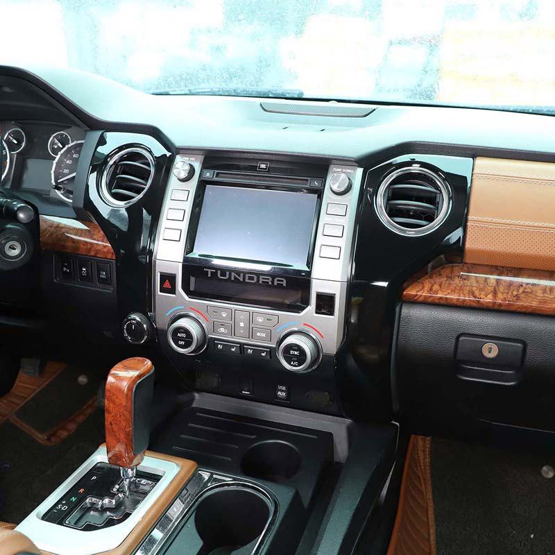 Черный ABS Для Toyota Tundra 2014-2020 Автомобиль Центральная консоль Кондиционер Воздуховыпуск Рамка накладка наклейка Автоаксессуары