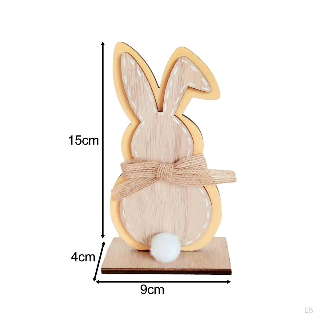 Easter Bunny Decorations Ornament Craft Desk Hallway Party Favors Indoor Rabbit Figurine Wooden