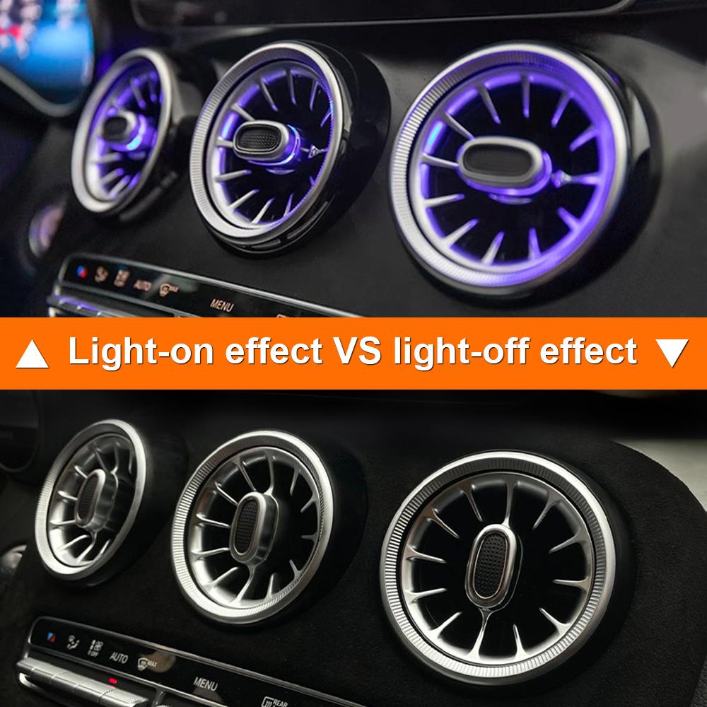 Светодиодные воздуховоды C-Class Лампа подсветки салона RGB Управление автомобилем 3 цвета/64 цвета Лампа турбо-воздуховода для Mercedes Benz 2015-2018 2019-21