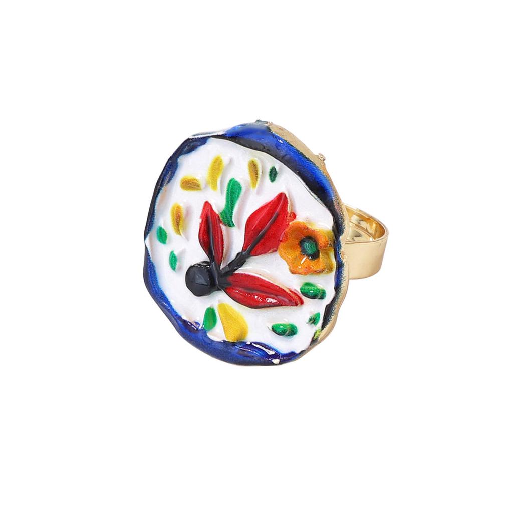 Трансграничный европейский и американский литературный и художественный нишевый пасторальный этнический стиль сплав печать цветок любовь открытие живой женское кольцо