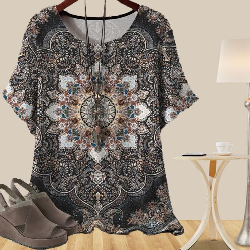 Женская повседневная свободная весенняя рубашка, женские топы с коротким рукавом и цветочным принтом в виде бабочек в винтажном стиле