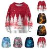 Ladies' Fashionable Casual Long Sleeved Christmas Printed Round Neck Knitted Yarn