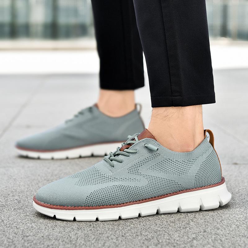 British Style Men's Shoes Summer Breathable Sneakers Fly-woven Mesh Shoes Men's Large Size 8 Running Trendy Shoes