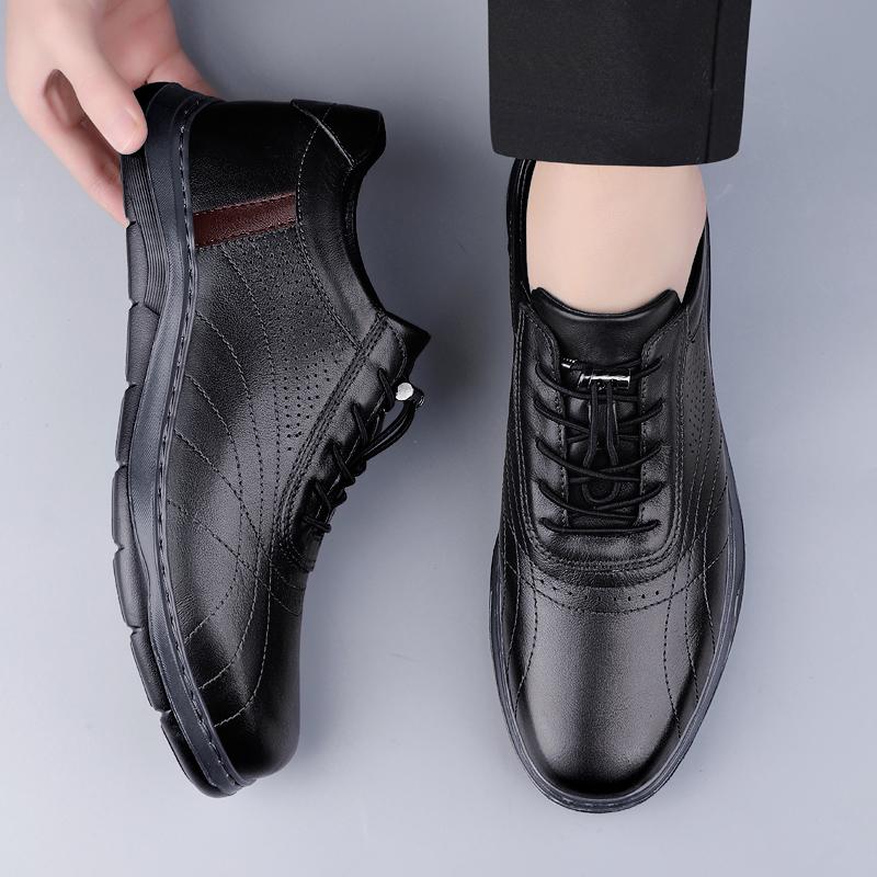 Нескользящие туфли на плоской подошве из натуральной кожи для мужского треккинга 2024 года, новые универсальные мужские повседневные туфли, классические кроссовки для бега на открытом воздухе