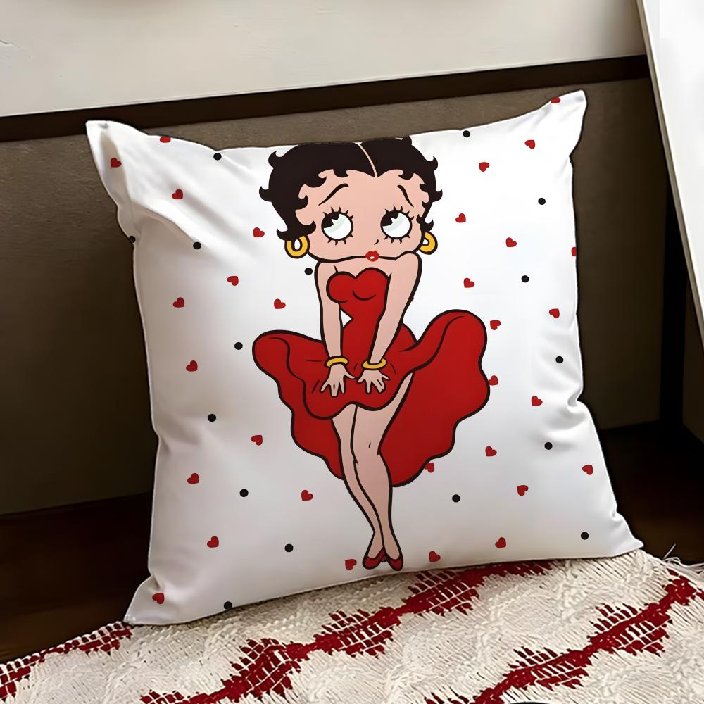 Cute BBetty BBoop Cushion Cover Reversible Soft Durable Pillow Cover Home Car MultiScene Use for Daily Comfort