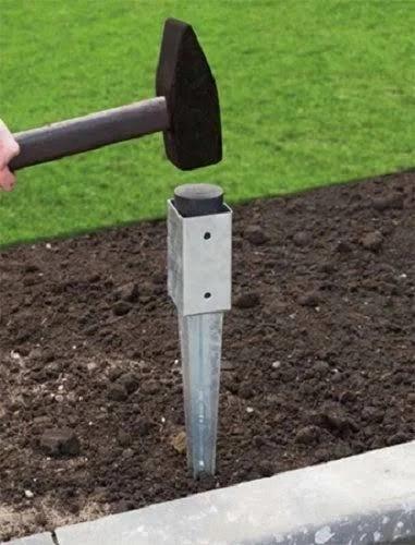 Pillar base, hammer-in anchor, 70x70x750 mm