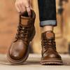 Мужские ботильоны на платформе Осень Зима Британские Челси Кожаные ботинки Уличные Нескользящие Теплые Повседневные Рабочие ботинки Botas Hombre