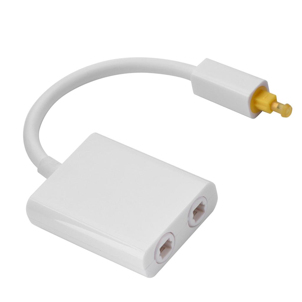 Dual Port Toslink Digital Optical O Splitter Adapter O Cable 1 In 2 Out White