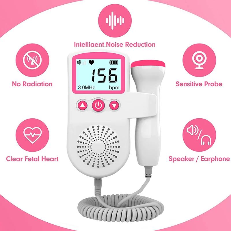 Фетальный допплер, монитор сердечного ритма, портативный, беременность, ребенок, фетальный звук, детектор сердцебиения, ЖК-дисплей, без излучения, для дома