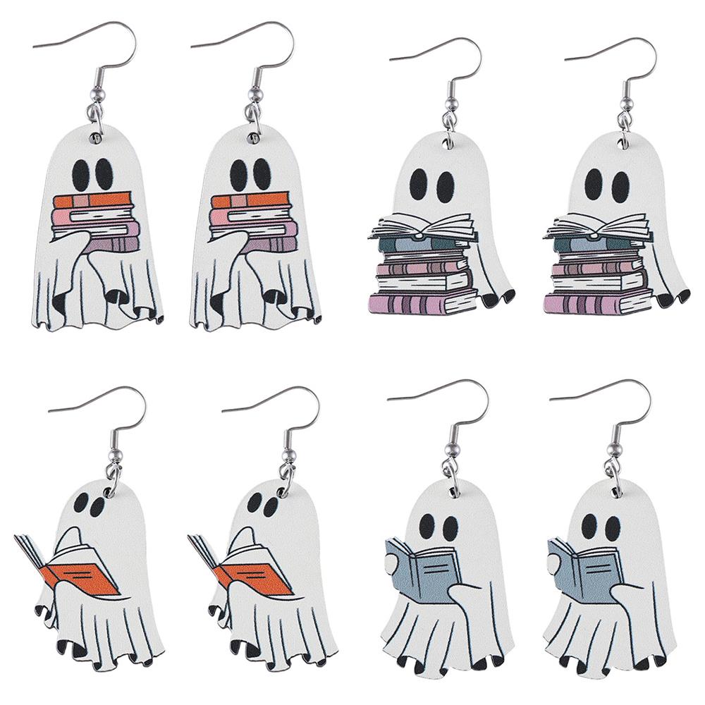Gothic Halloween Earrings Double-Sided Halloween Gift for Book Lovers Cute Fun Eardrops for Women
