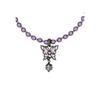 ANNA SUI Жемчужное ожерелье с мотивом бабочки Съемный шарм Чокер с покрытием gunmetal SAMN207534XV