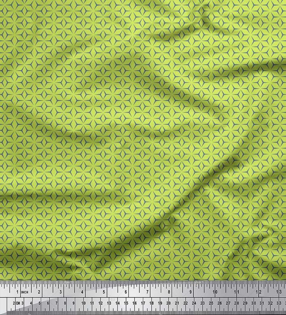 Soimoi Japan Crepe Satin Fabric Geometric Small Print Sewing Fabric Metre 42 Inch