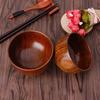 1Pc Wooden Bowl Japanese Style Wood Rice Soup Bowl Salad Bowl Food Container Large Small Bowl for Kids Tableware Wooden Utensils