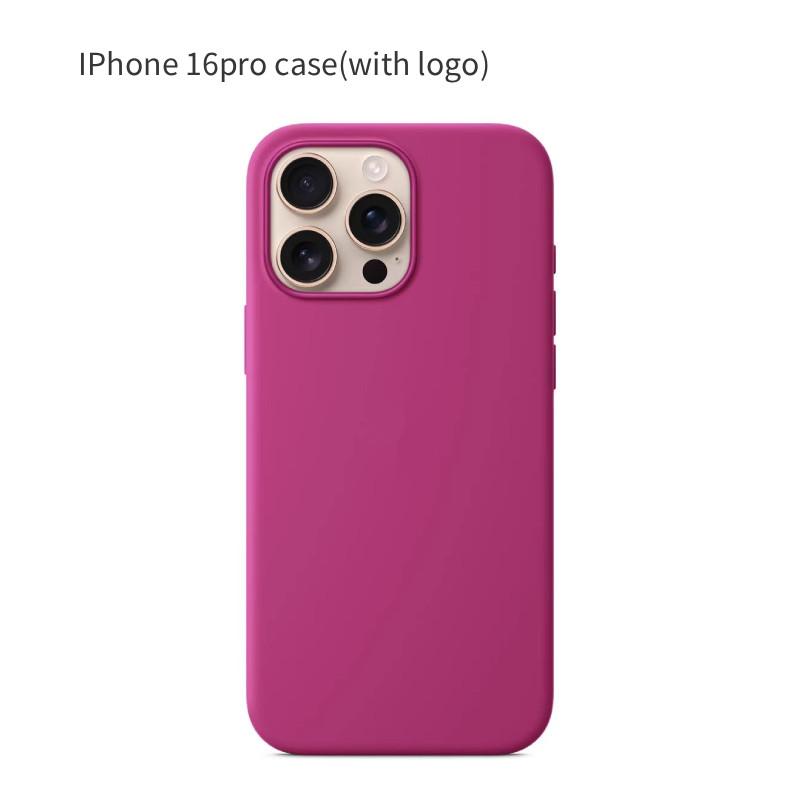 For Iphone16 Pro Solid Color Magnetic Silicone Phone Protective Case With Logo For Enhanced Protection