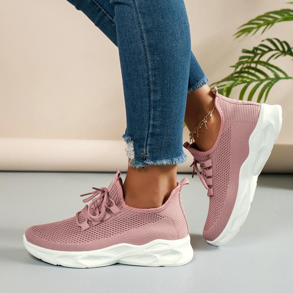 Модные женские кроссовки 2024 Новые весенне-осенние Новые сетчатые дышащие туфли на плоской подошве Удобные легкие вязаные кроссовки Дизайнерская обувь