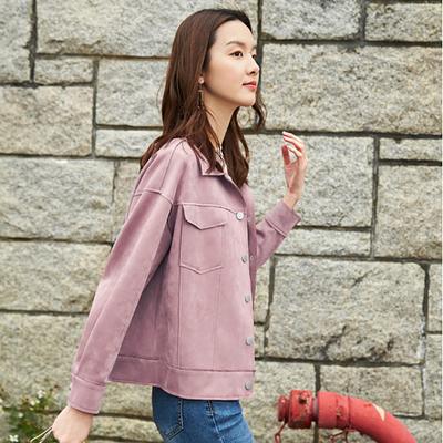 Новое пальто женское осеннее замшевая кожаная куртка женская свободная в гонконгском стиле короткий топ