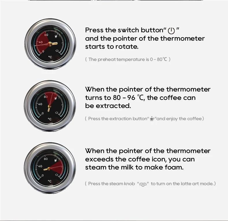 HiBREW Espresso Coffee Machine Cafetera Semi Automatic Coffee Maker 20Bar Visual Temperatura H5A