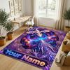 Dragon Phoenix Theme Crystal Velvet Rug Personalized Custom Name Text Soft Floor Mat Home Decor