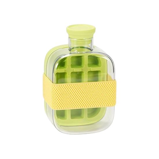 Curling Ice Cube Mold with One-Touch Release Flexible Ice Tray Portable Leak-Proof Water Bottle for Gym Travel Outdoor