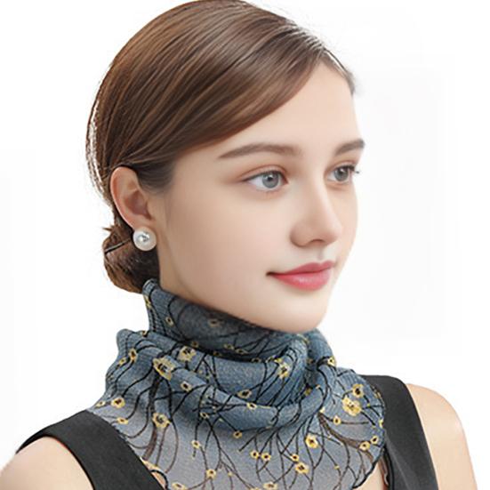 Yousheng Women Floral Chiffon Ring Scarf Neck Guard False Collar Elastic Bib Wraps Travel Scarf Versatile Accessory