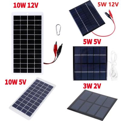 10-ваттное солнечное зарядное устройство с карабином, 12В, Power Bank, поликремниевая солнечная панель, портативное для уличной лампы, насоса