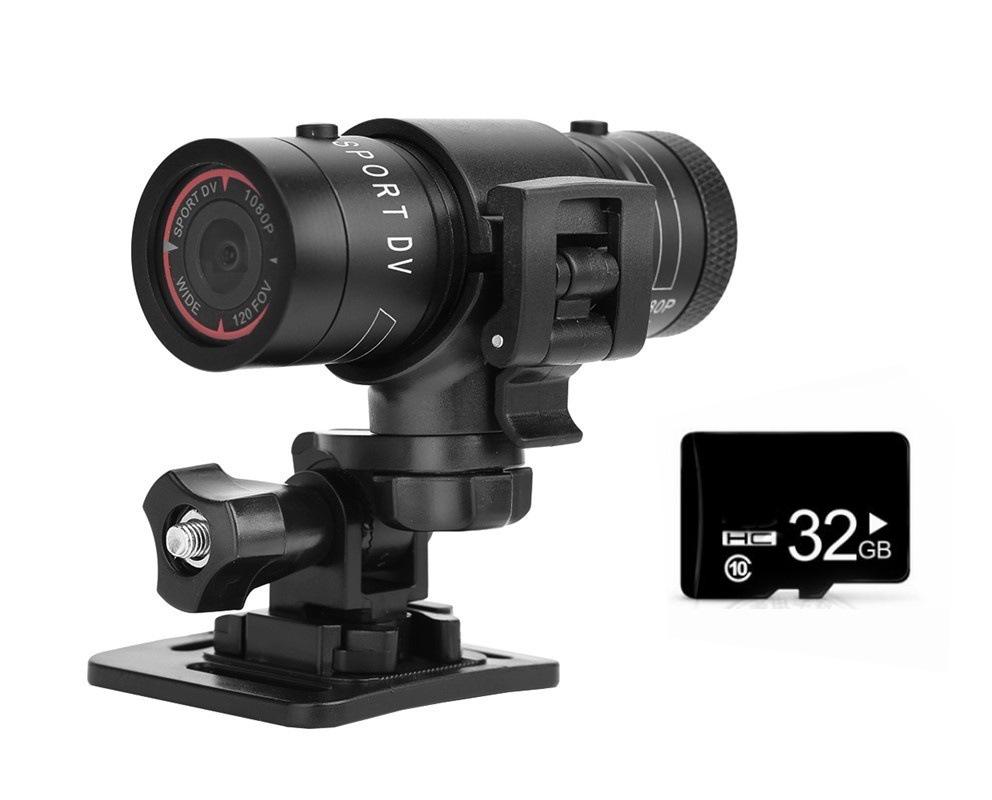 F9 HD Экшн-камера и фонарик для шлема для использования на открытом воздухе и в качестве видеорегистратора