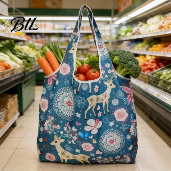 Компактная складная большая многоразовая сумка для покупок, продуктовая, с мешочком, портативная, легкая, без пластика, ручная сумка, экологичная, моющаяся, сумка-тоут для улицы