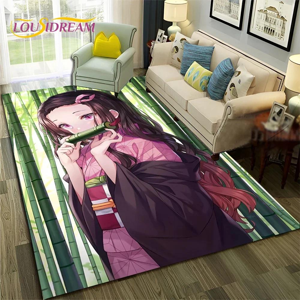 Ковер Kamado Nezuko Demon S-Slayer в стиле аниме для спальни, гостиной, домашнего дивана, украшения, детский игровой большой декоративный напольный коврик