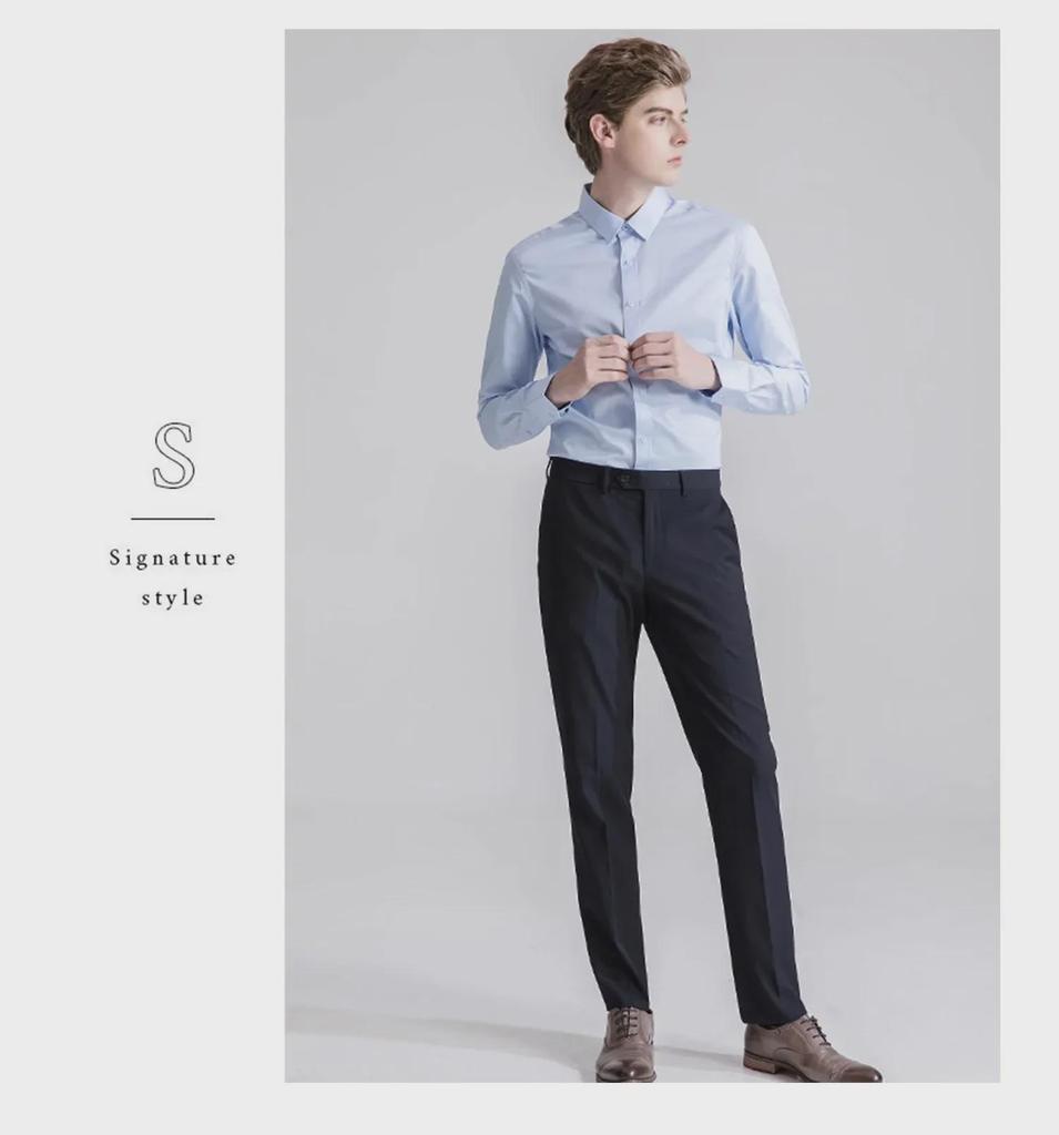 Мужская однотонная рубашка из бамбукового волокна с длинным рукавом, не требующая глажки, эластичная, белая — деловая, повседневная и не допускающая морщин