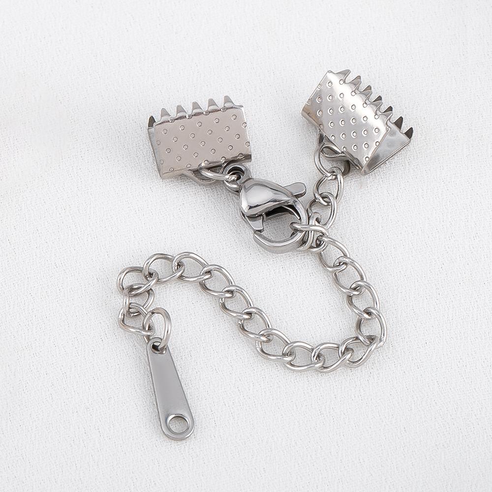 2pcs 5pcs Stainless Steel Ribbon Leather Ends Lobster Claw Clasps Extension Chain Connector Fastener Clasps Bracelet DIY Making