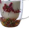Dried Flower Double Wall Clear Glass Coffee Mug 250/350ml Insulated Glass Cup