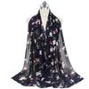 NEW Fashion Women Chiffon Flower Print Muslim Head Scarf Ladies High Quality Shawl and Wrap Female Headband Hijab Stoles