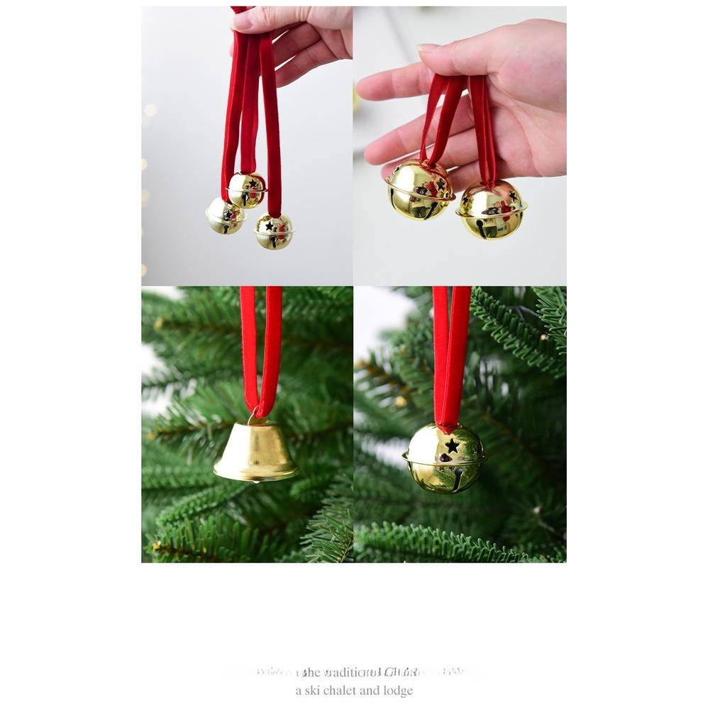 6pcs Christmas Iron Bells Ornaments Set Red Hanging Decor For Tree Modern Christmas Tree Party Decorations