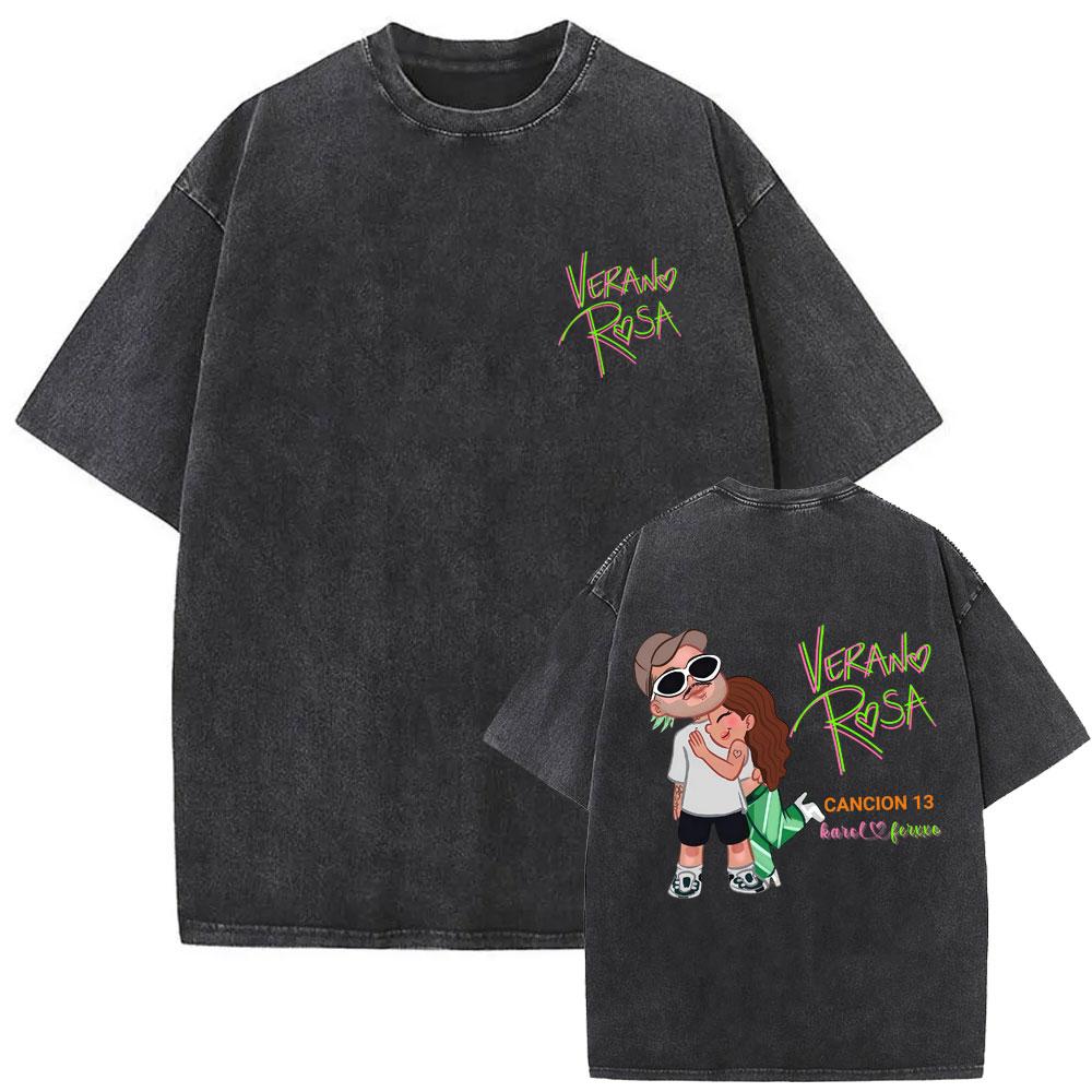 Singer Karol G Tropicoqueta Latina Foreva Album Merch Washed Tshirt Men Women Fashion Tshirt Tops Unisex Cotton T Shirts