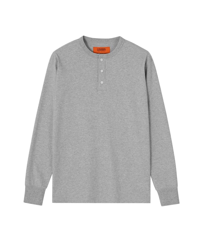 Yunibeosyeolobeolol Футболка с длинным рукавом и воротником- Henley, меланжево-серый
